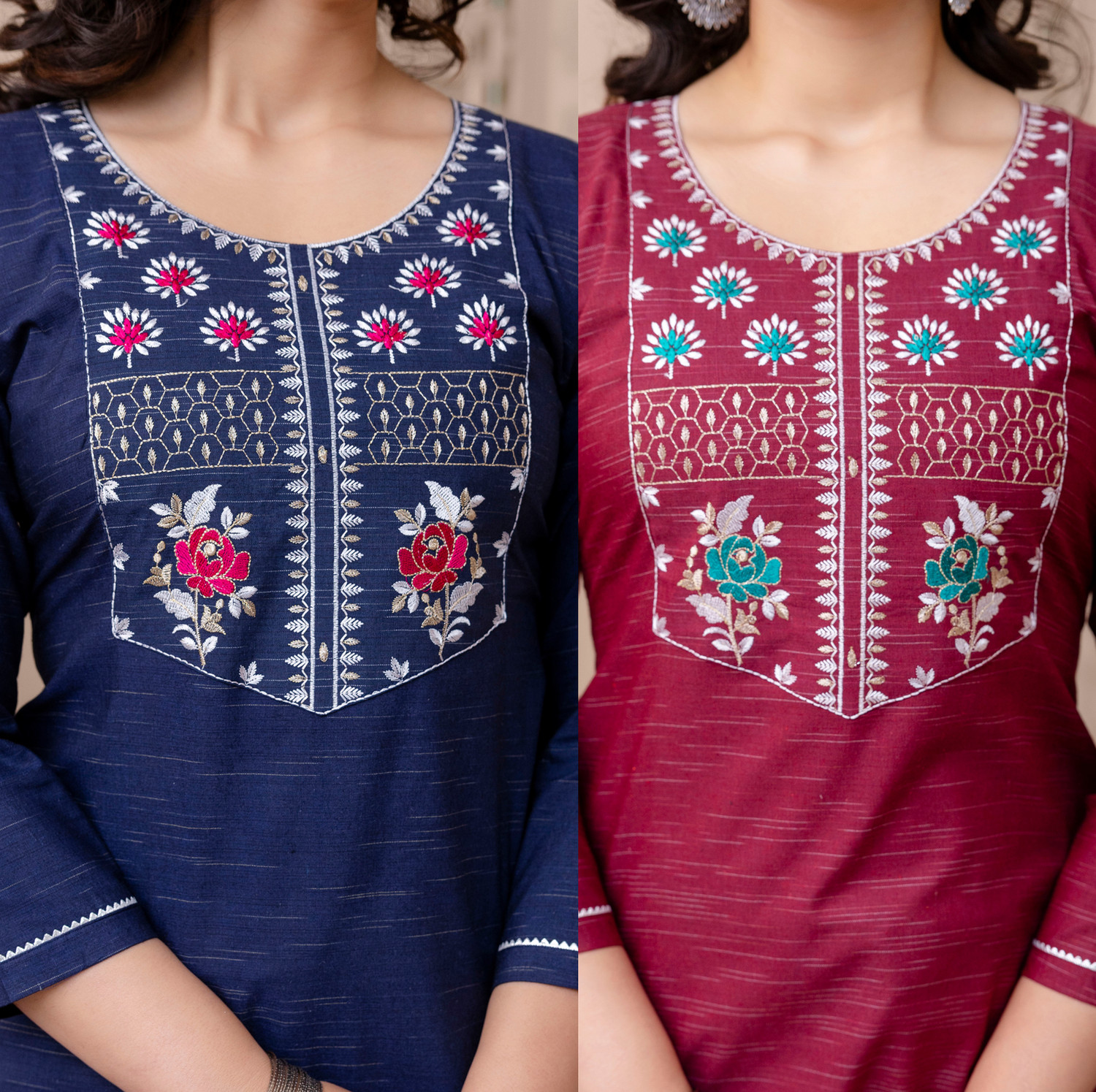 Image of Auzanoor Collection Women Embroidered Straight Kurta