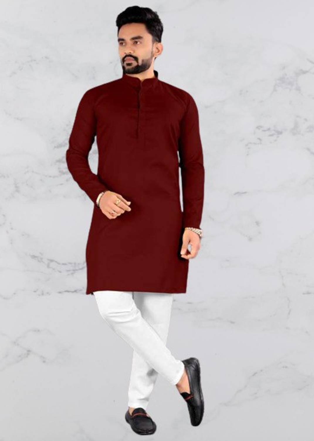 Rushva Men Solid Straight Kurta