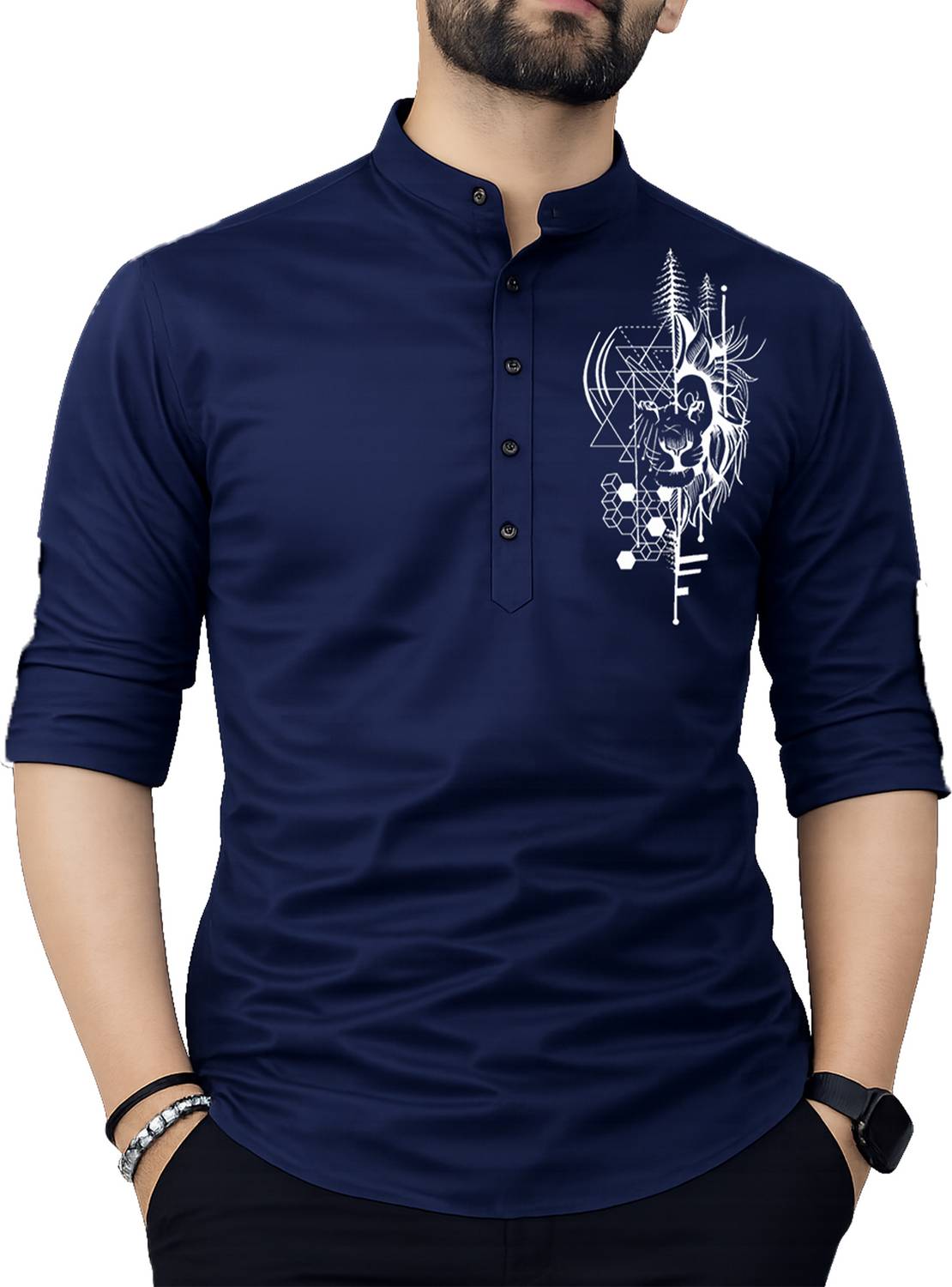 Fashion Marts Men Self Design Straight Kurta - Image 1