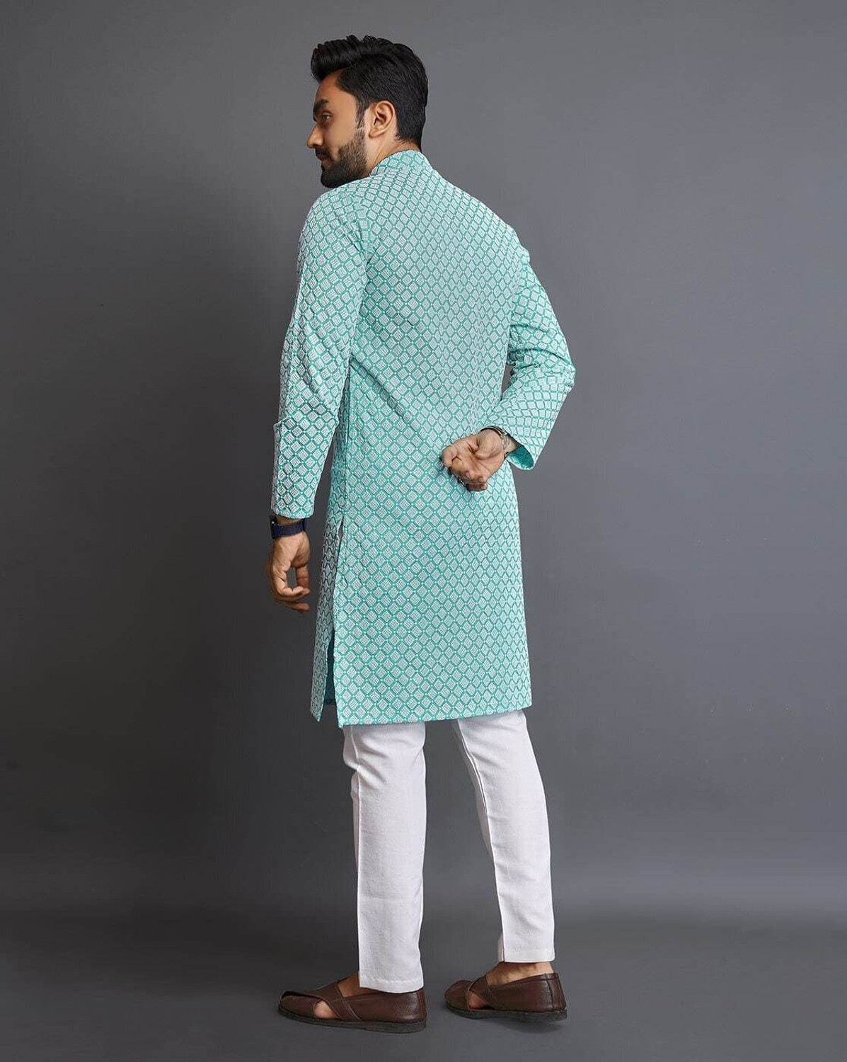 Image of ALMORA Men Printed Straight Kurta