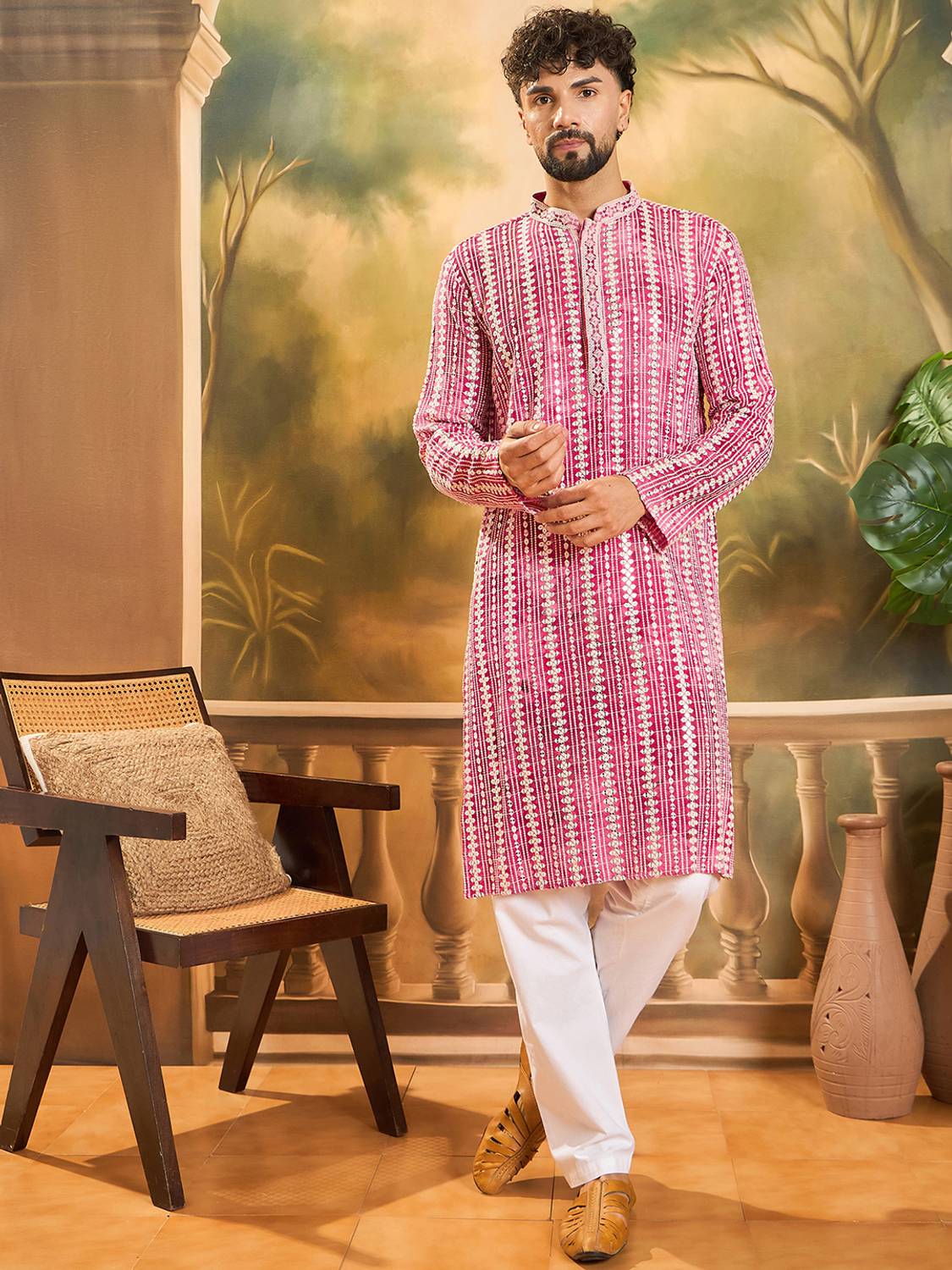 House of Pataudi Men Printed Straight Kurta - Image 2