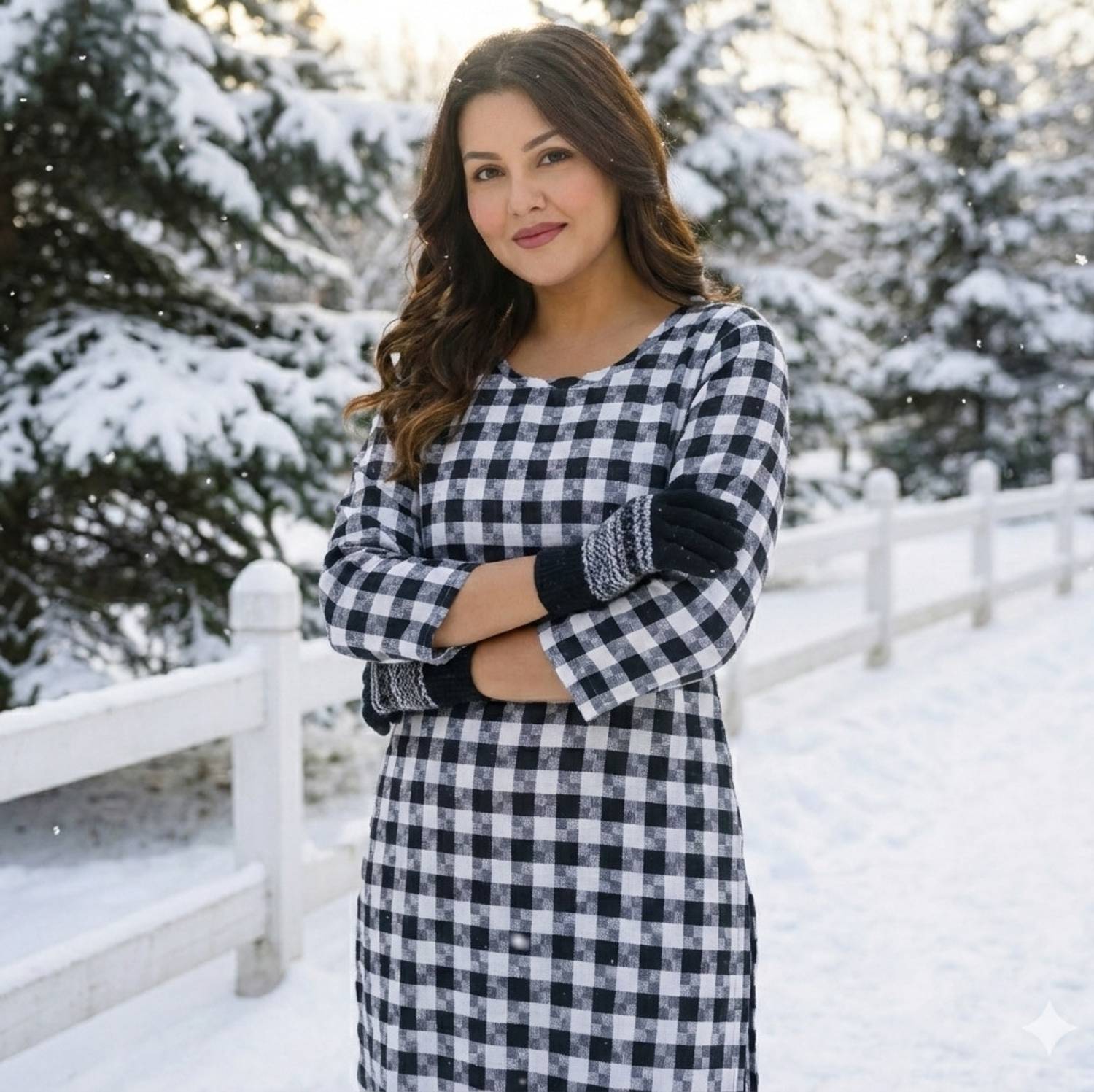 Shozaai Collection Women Checkered Straight Kurta