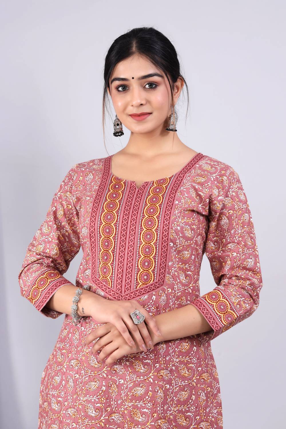 ZEWAR by Modi's Women Block Print Pure Cotton Straight Kurta (Mul