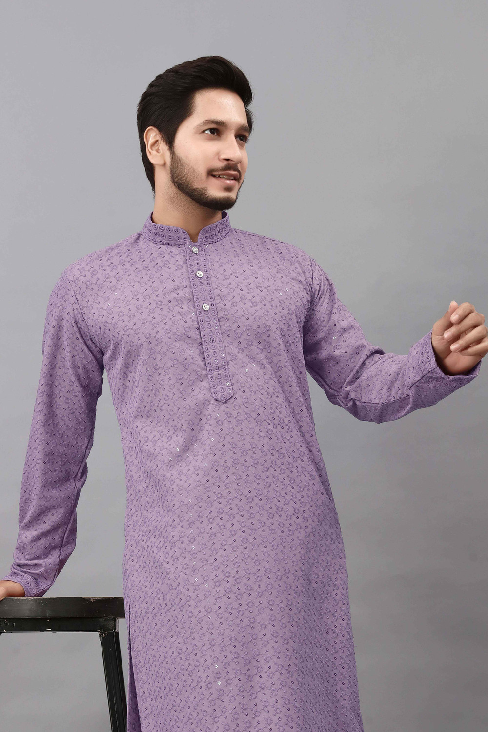 Image of ALMORA Men Embellished Straight Kurta