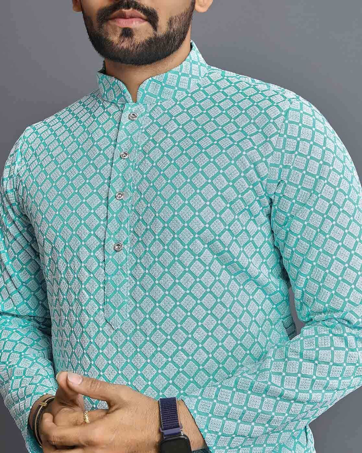 Image of ALMORA Men Printed Straight Kurta