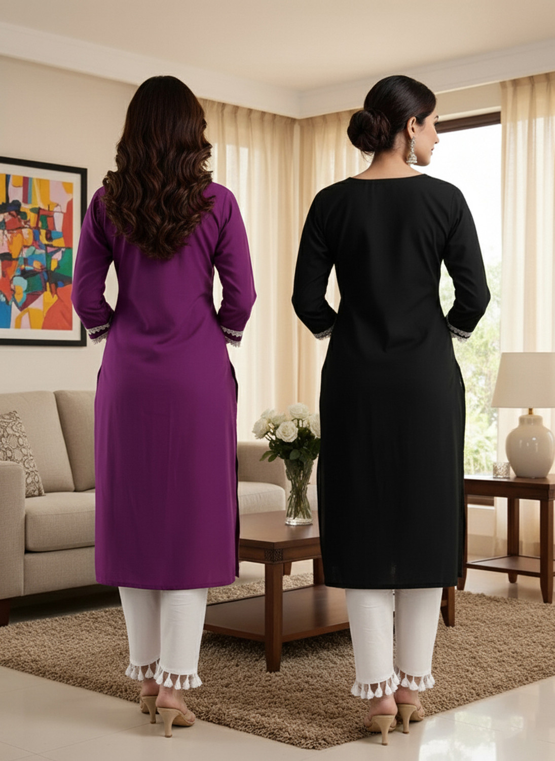 Image of VIKSHI Women Chikan Embroidery Kurta