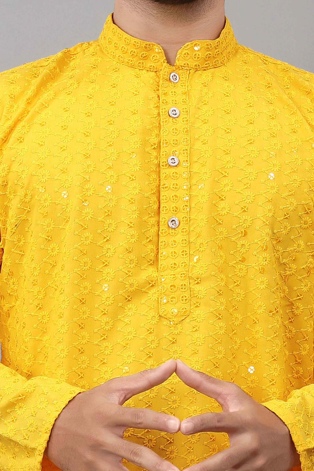 Image of ALMORA Men Embellished Straight Kurta