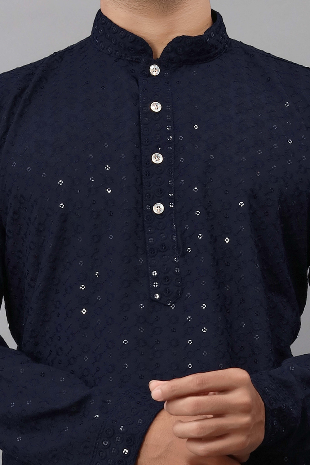 Image of ALMORA Men Embellished Straight Kurta
