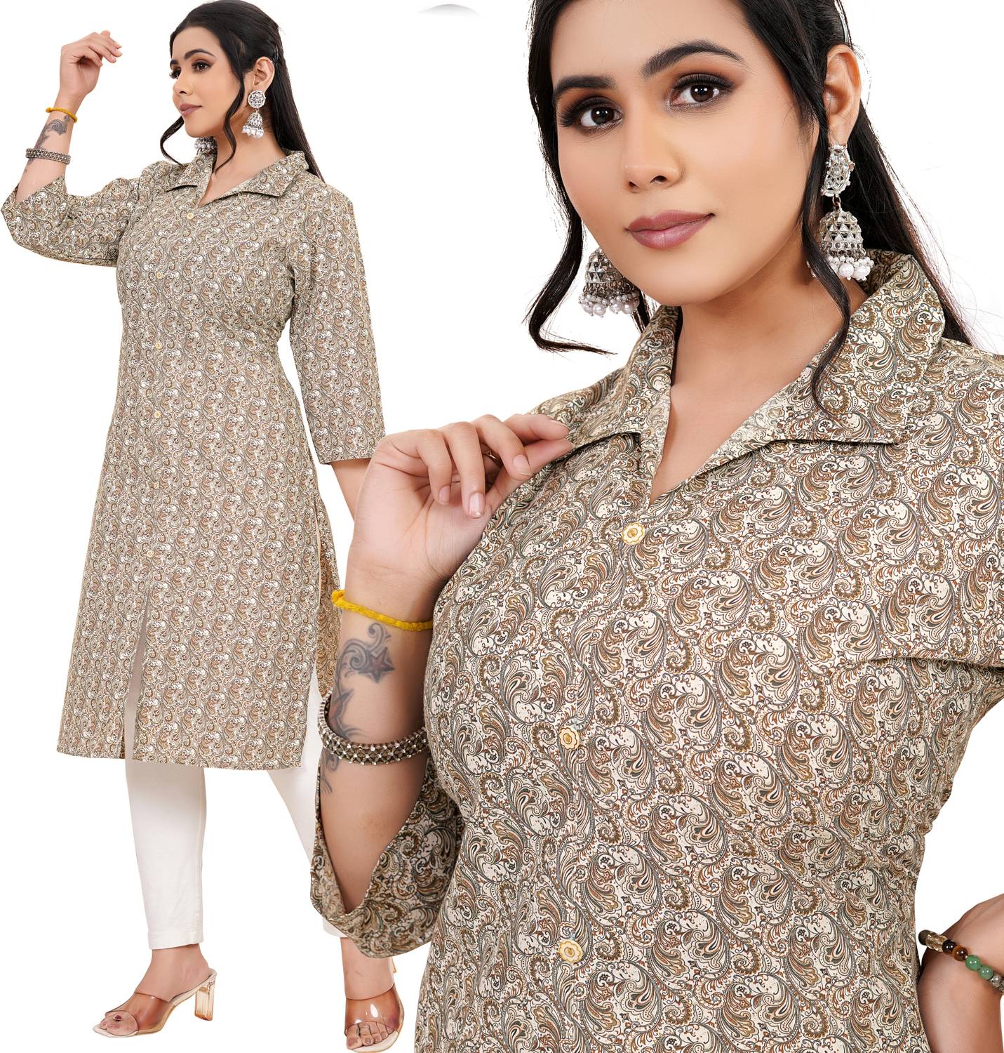 Acort Women Geometric Print, Printed Straight Kurta