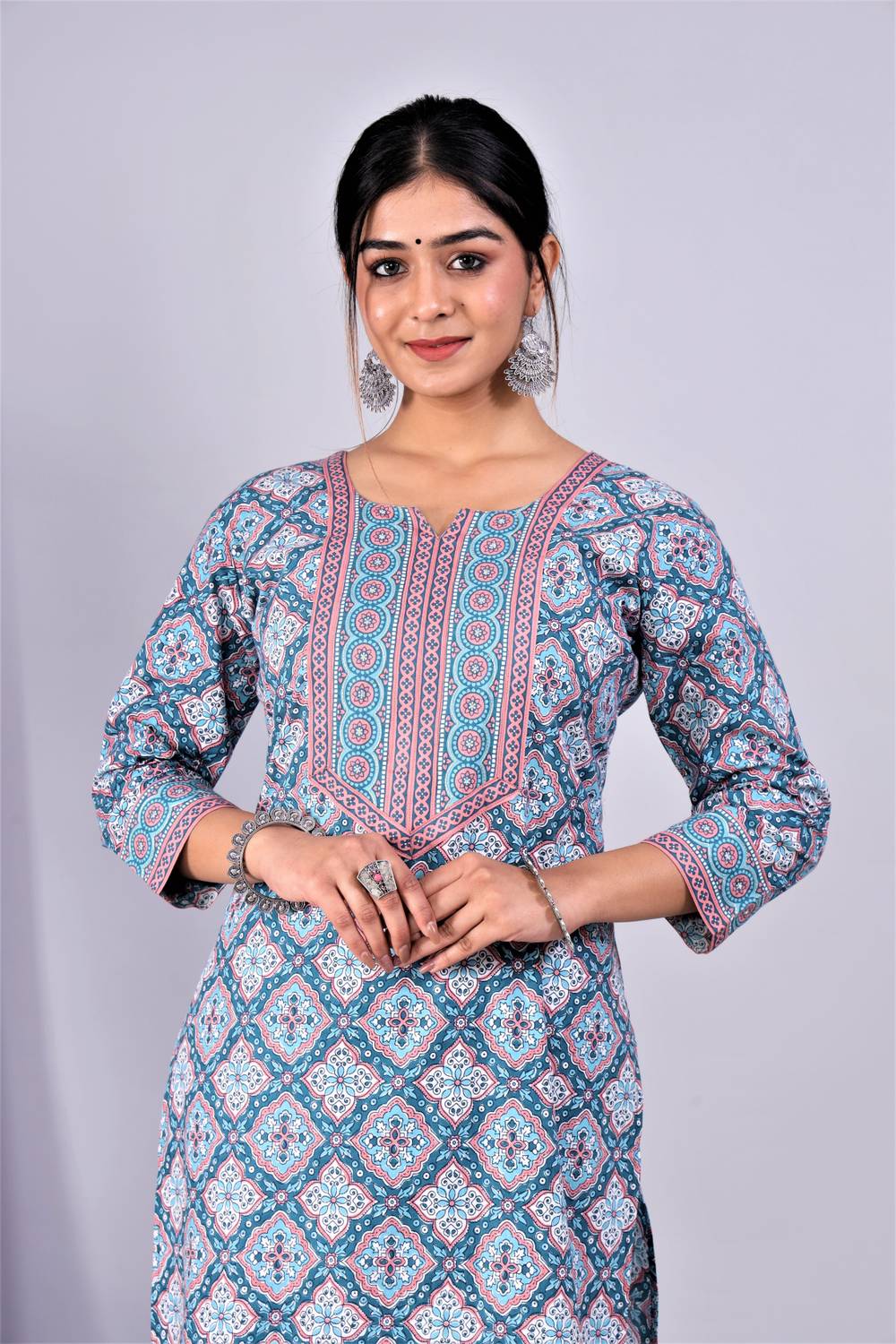 ZEWAR by Modi's Women Block Print Pure Cotton Straight Kurta (Mul