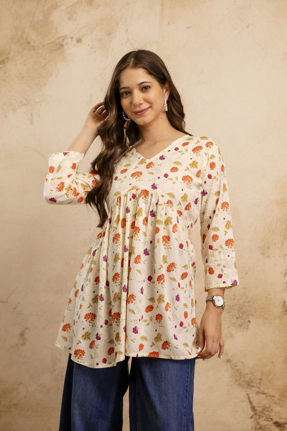 Image of Mialo fashion Women Floral Print Flared Kurta