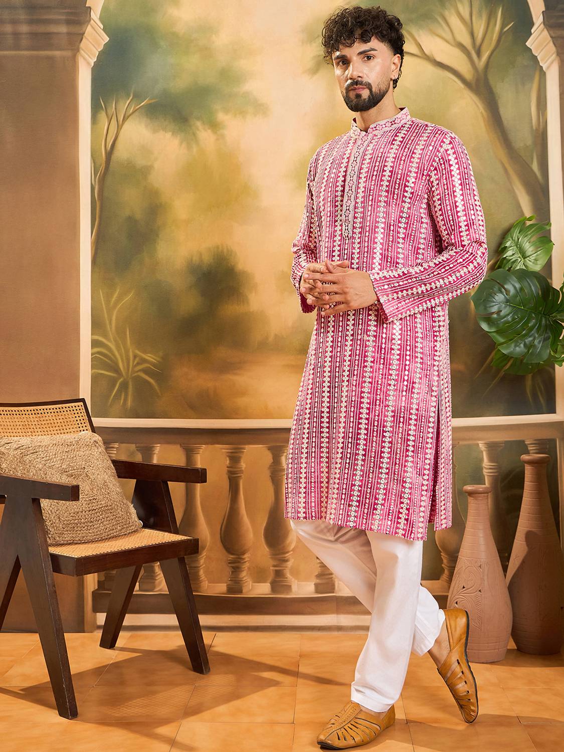 House of Pataudi Men Printed Straight Kurta - Image 3