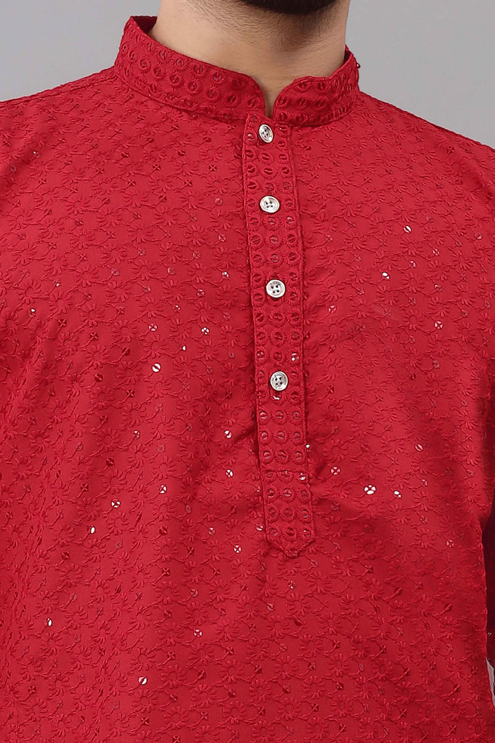 Image of ALMORA Men Embellished Straight Kurta