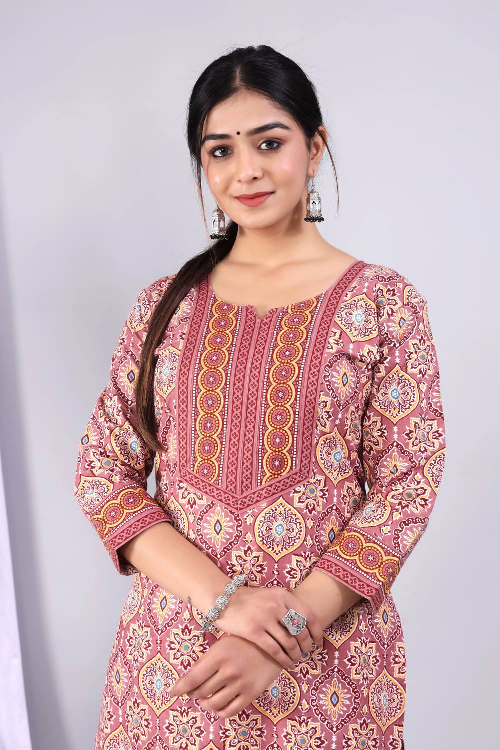 ZEWAR by Modi's Women Block Print Pure Cotton Straight Kurta (Mul