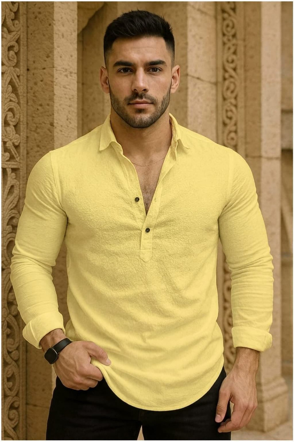 Image of LEVINTA Men Solid Straight Kurta