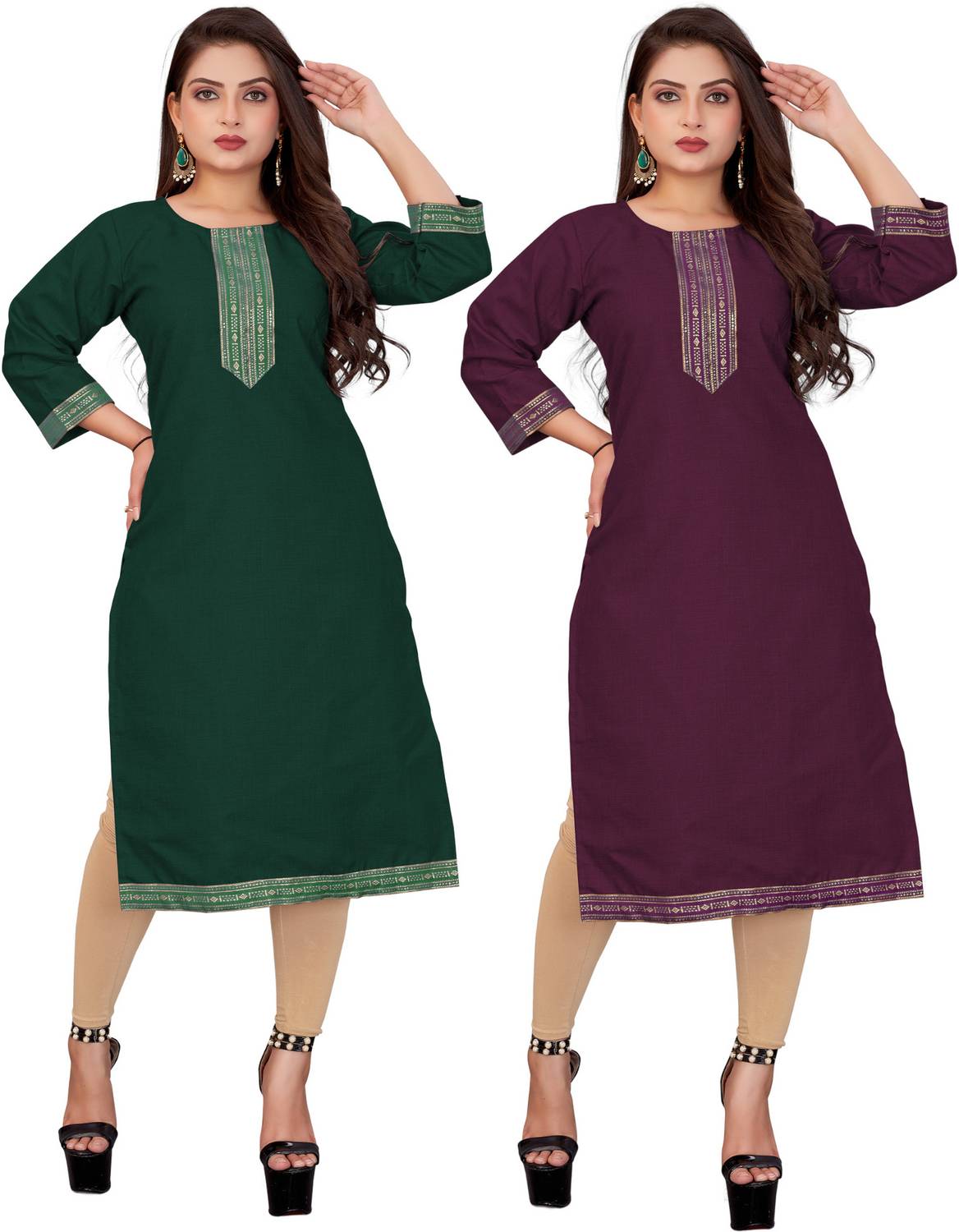 AAI MOGAL Women Self Design Straight Kurta