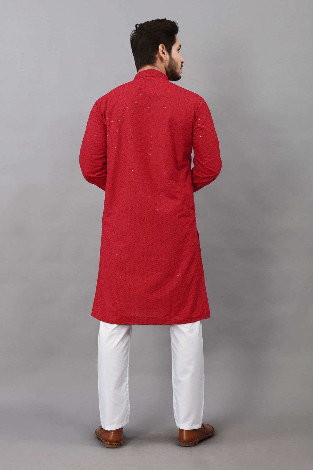 Image of ALMORA Men Embellished Straight Kurta