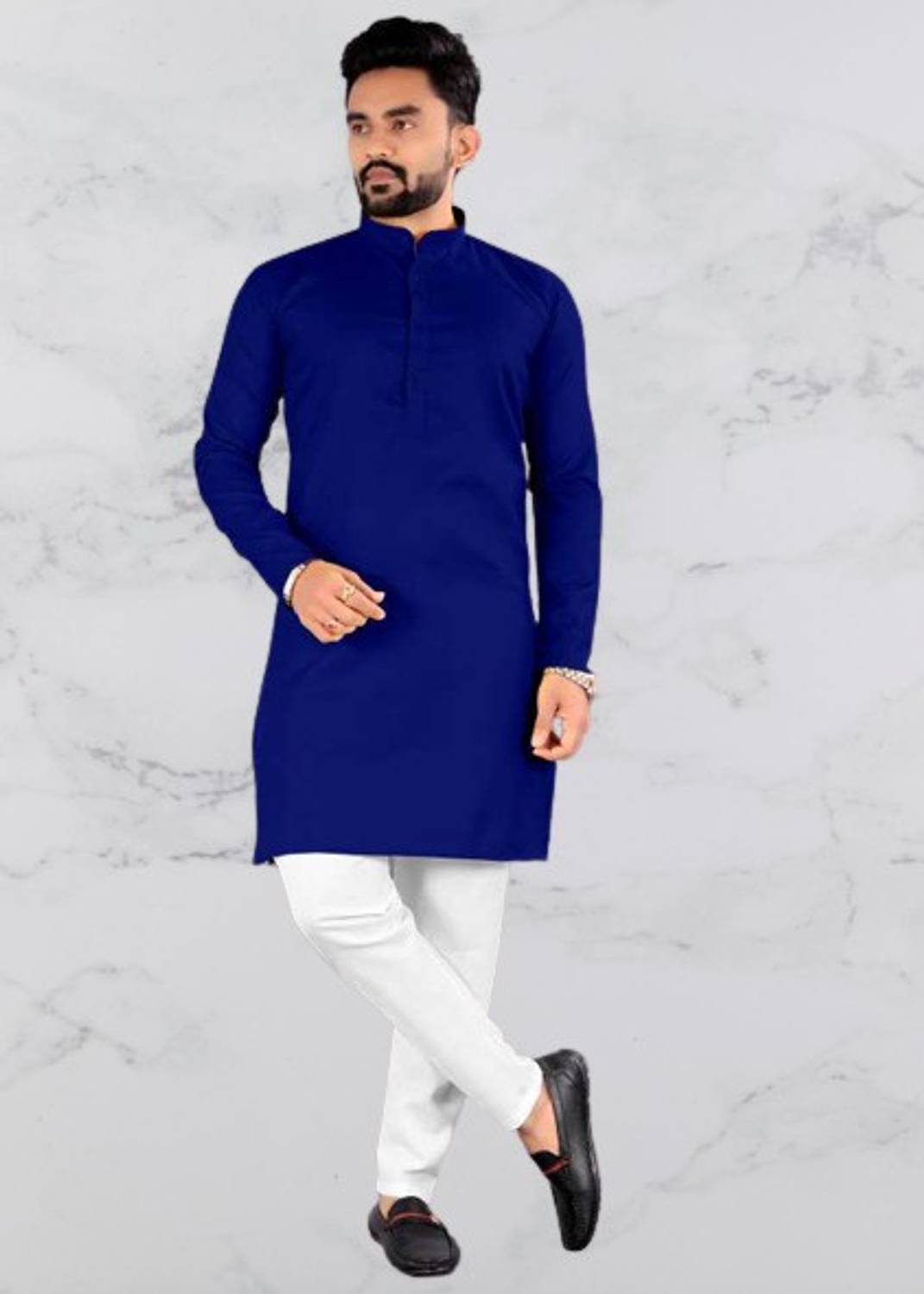 Rushva Men Solid Straight Kurta