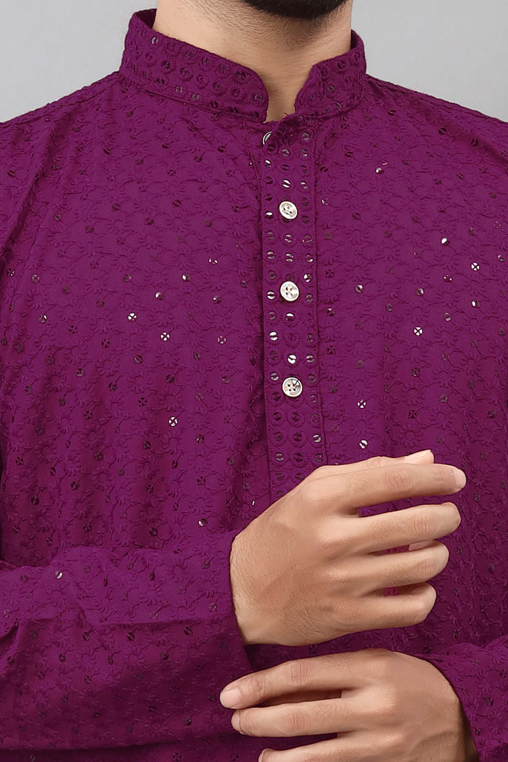 Image of ALMORA Men Embellished Straight Kurta