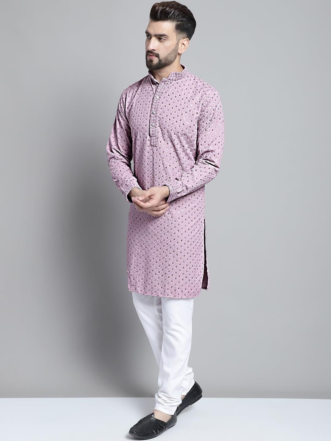 Image of ALMORA Men Embellished Straight Kurta