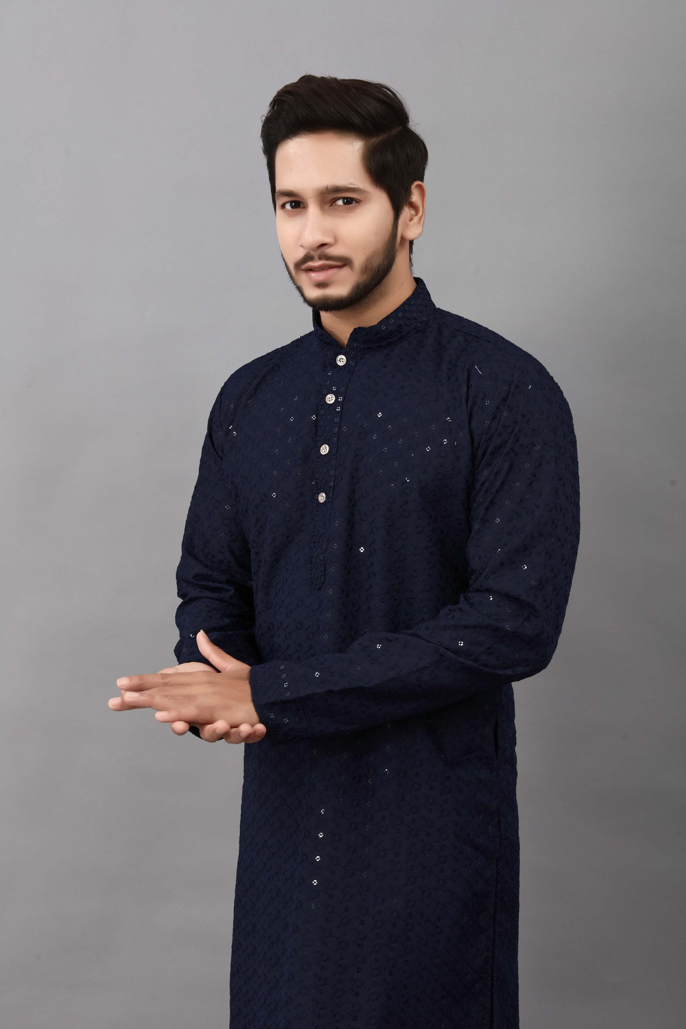 Image of ALMORA Men Embellished Straight Kurta