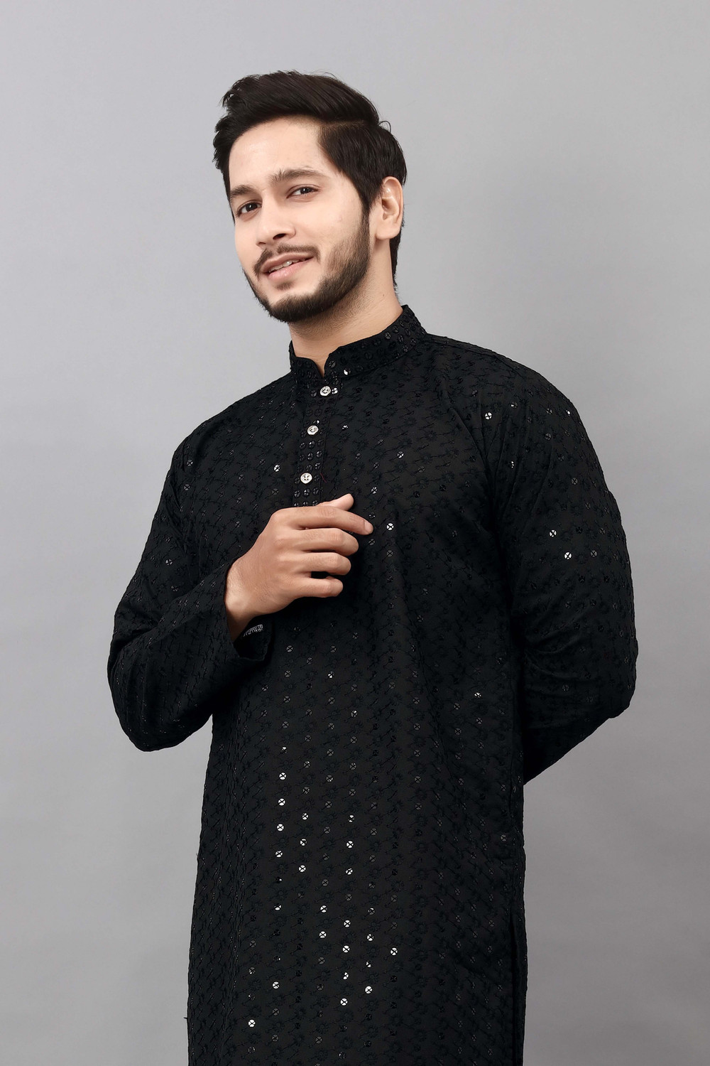 Image of ALMORA Men Embellished Straight Kurta