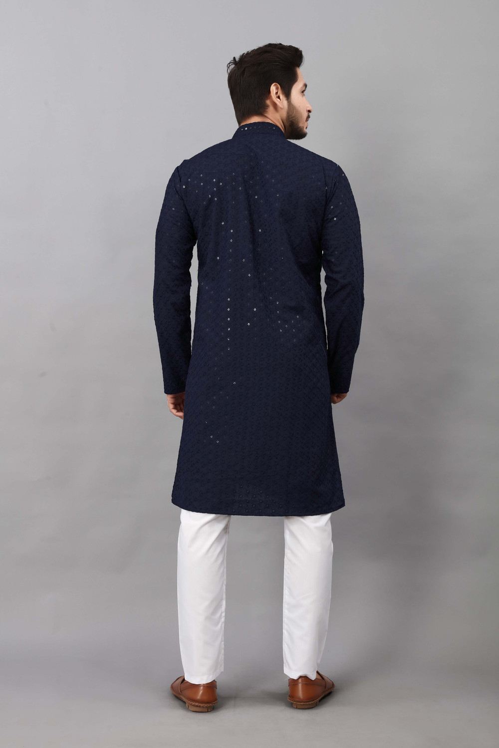 Image of ALMORA Men Embellished Straight Kurta