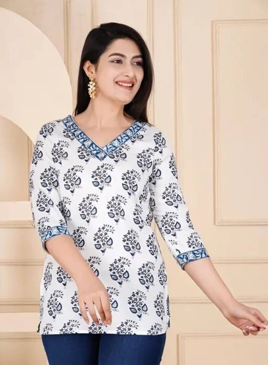 Dipika Creation Women Printed Viscose Rayon A-line Kurta (Blue)