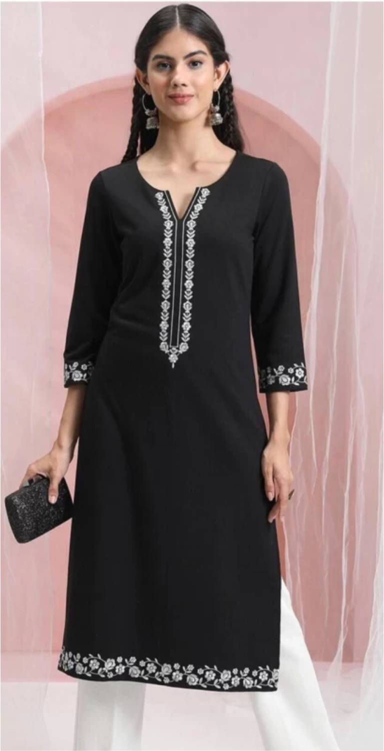 PLUSHOP Women Embroidered A-line Kurta