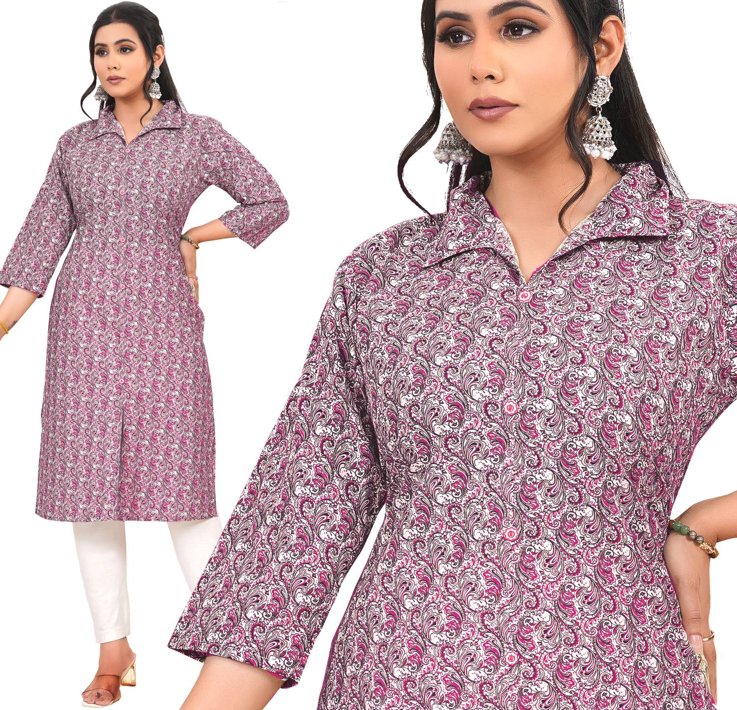 Acort Women Geometric Print, Printed Straight Kurta