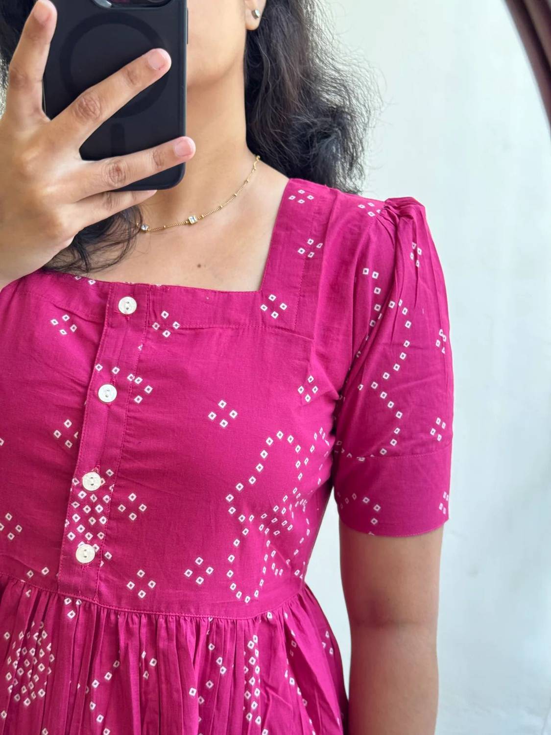 TiRoPatifab Women Fit and Flare Pink Midi/Calf Length Dress