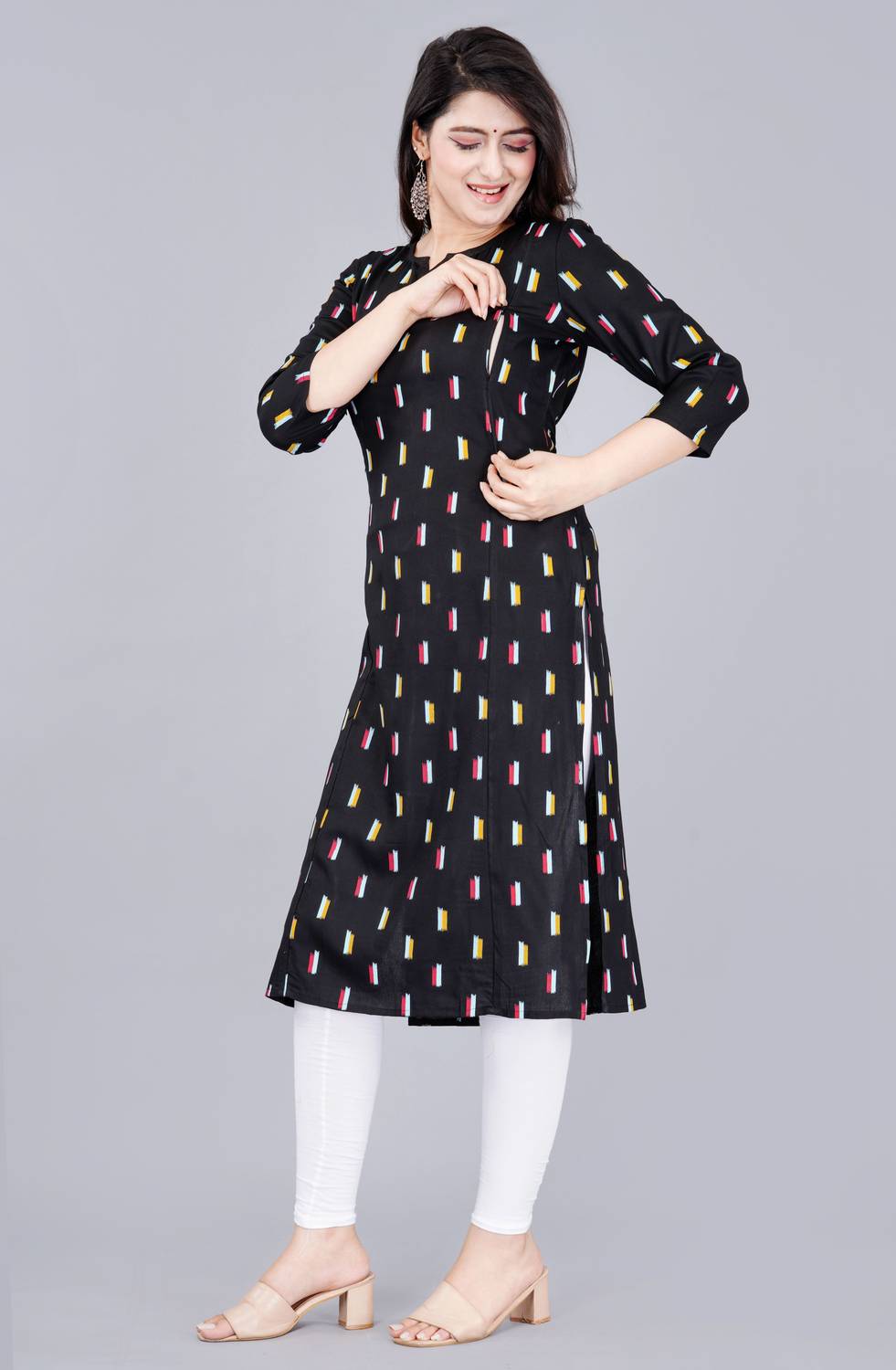 Radhe Fashion Women Printed Viscose Rayon Straight Kurta (Multico