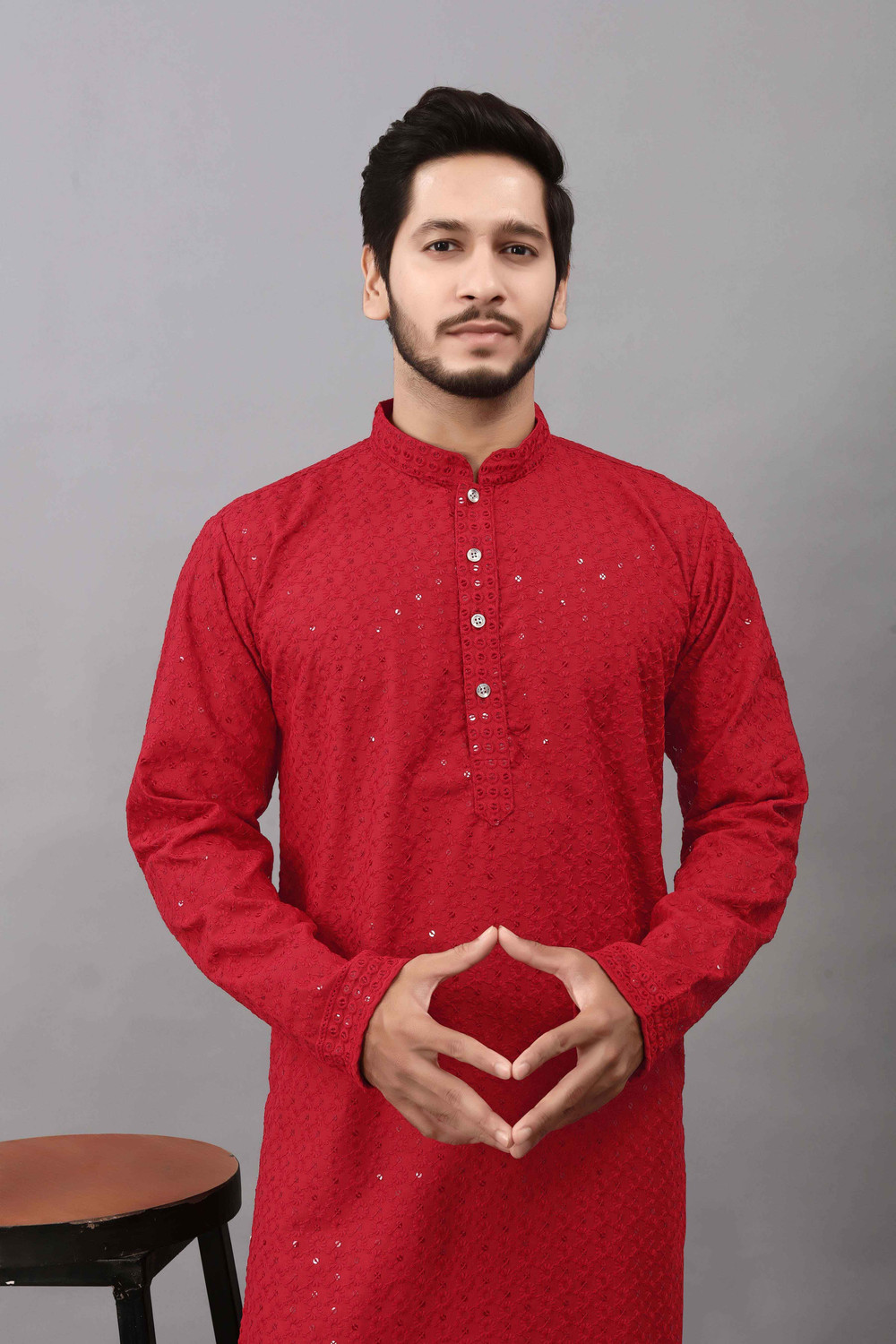 Image of ALMORA Men Embellished Straight Kurta