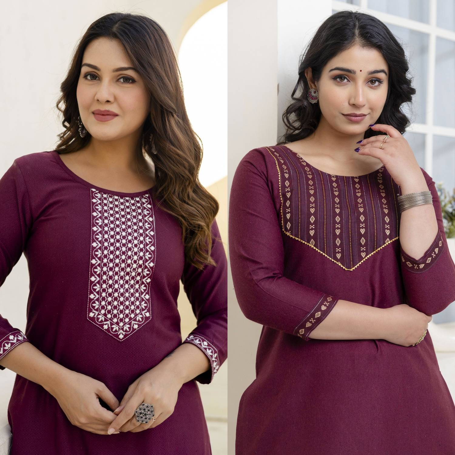 AUZAAI COLLECTION Women Self Design Straight Kurta