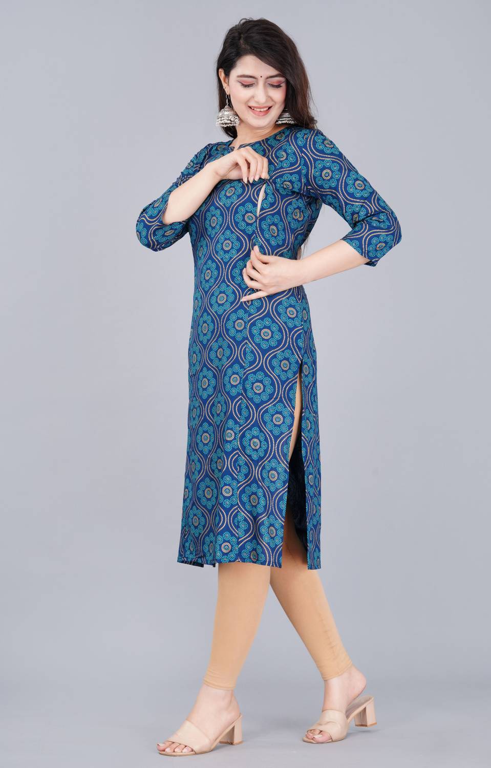 Radhe Fashion Women Printed Viscose Rayon Straight Kurta (Multico