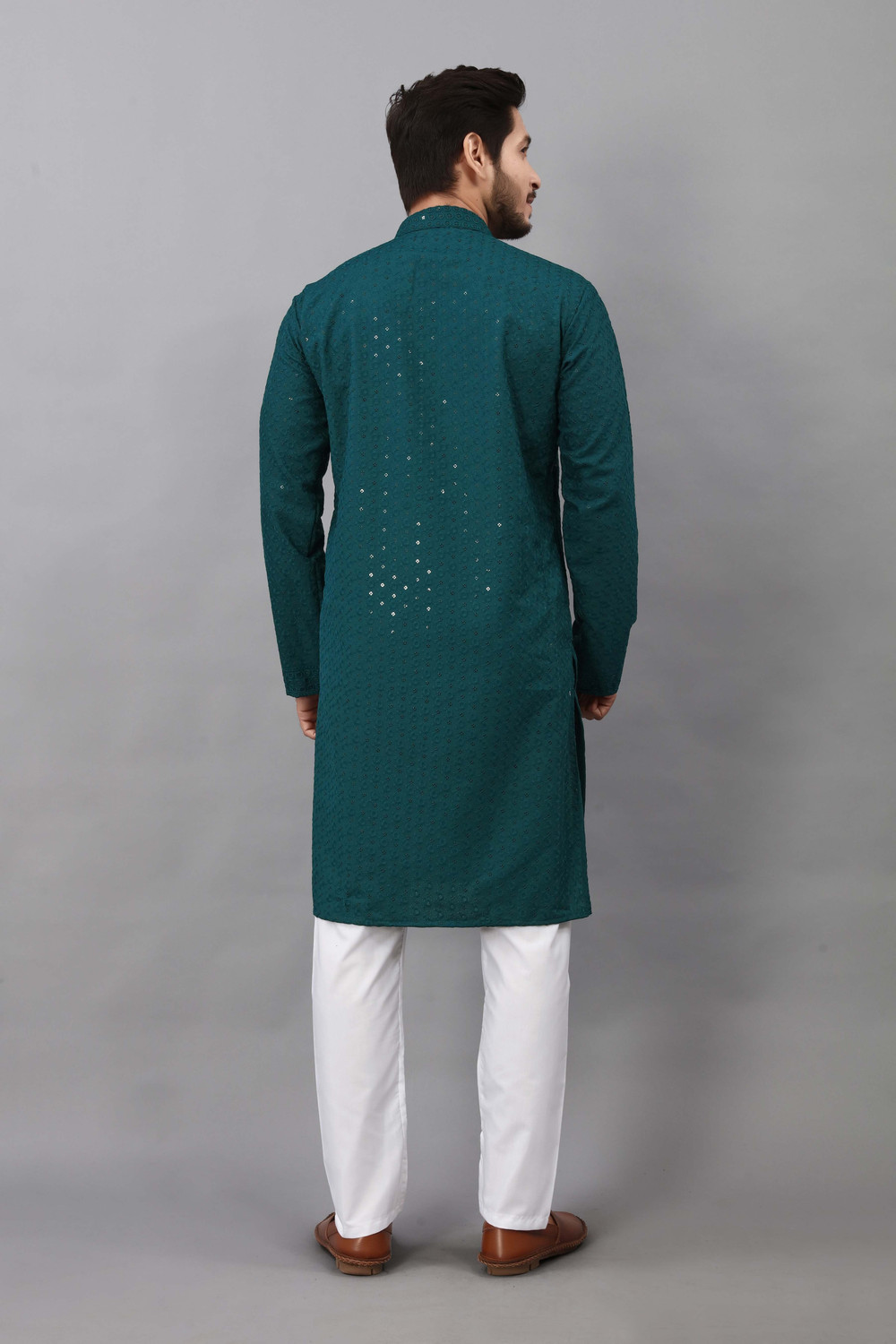 Image of ALMORA Men Embellished Straight Kurta
