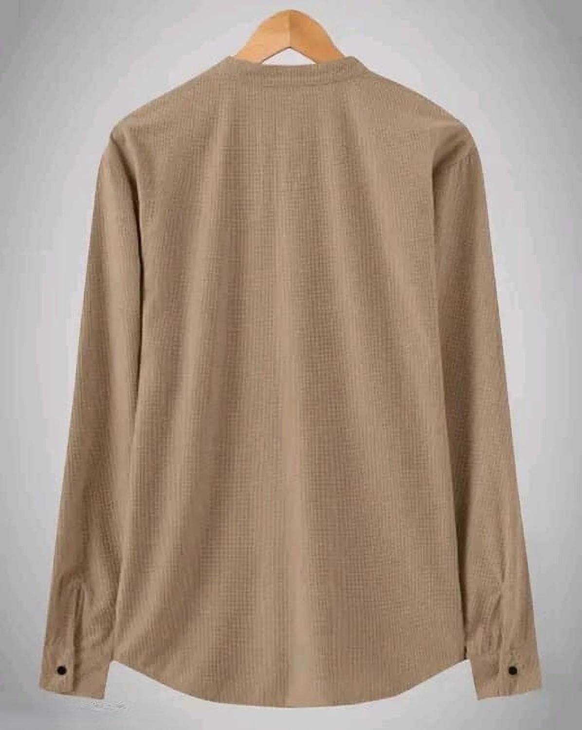 AZIZAN Men Beige High Low Kurta - Image 2