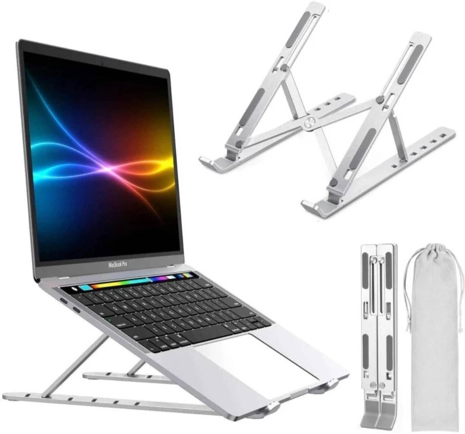 Vishanrahul MiraeTech 6 Angles Aluminum Tabletop Riser Stand for MacBook, HP, Dell, Lenovo, Notebook Aluminium Laptop Stand with Adjustable Height Compatible with Universal Laptops
