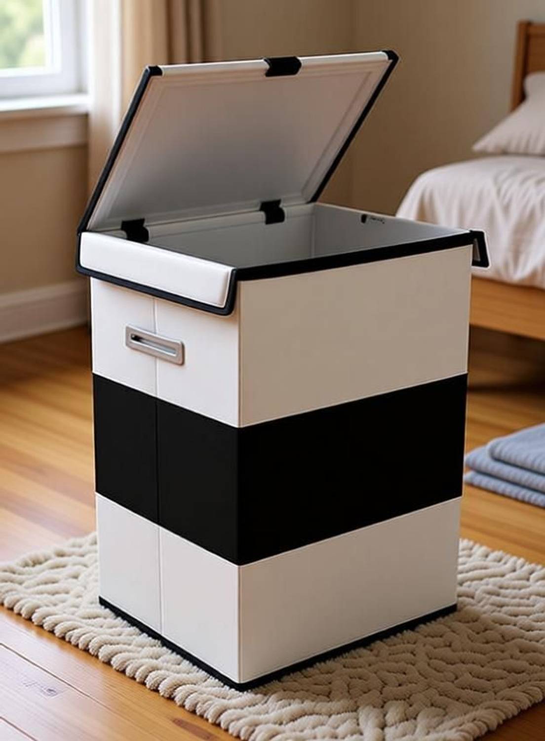 Hoomora 70L Grey, Black Laundry Basket - Image 4
