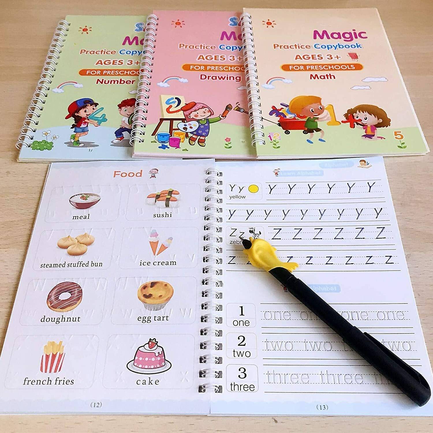 ALORNIS Drawing & Math Practice Books - Print Handwriting Workbook (4 Book + 10 Refill)