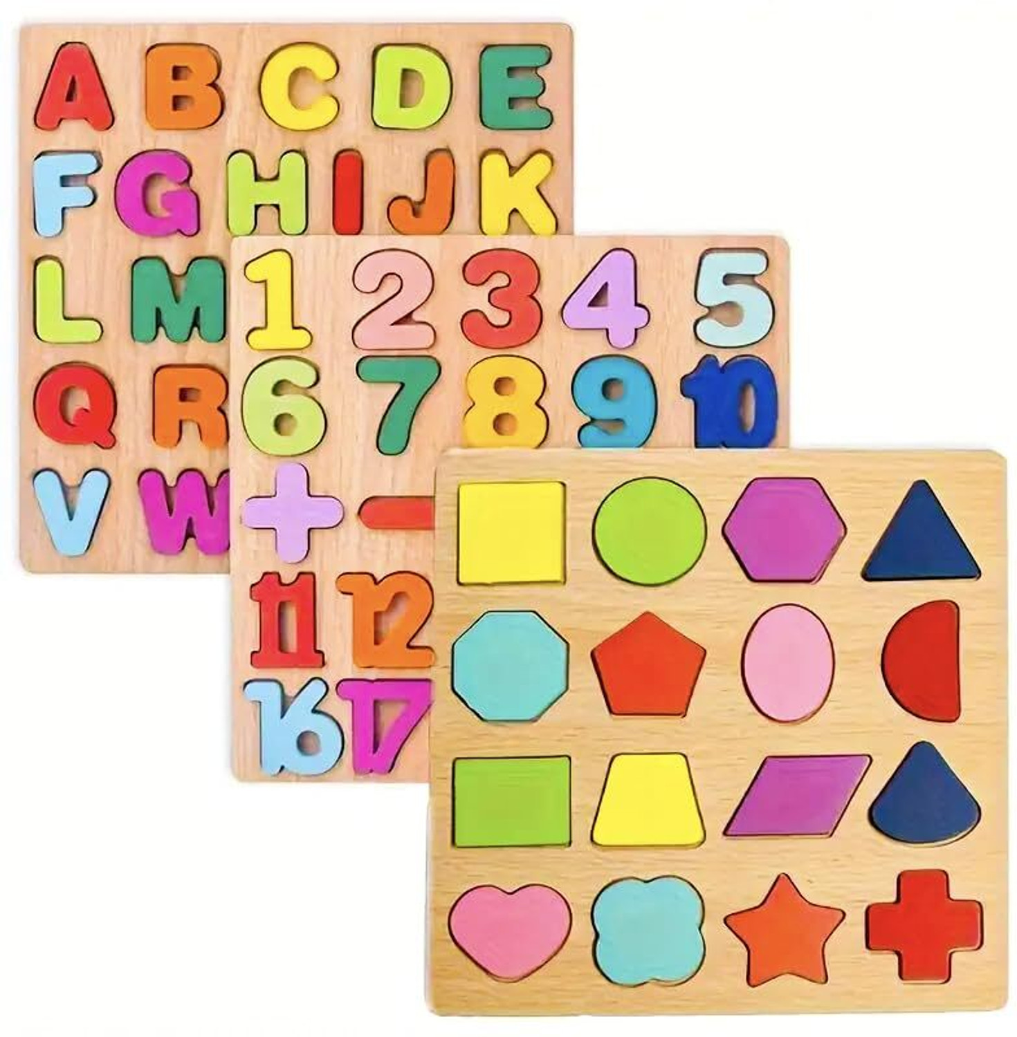 Image of ZEQTOS 3in1 Wooden Learning Educational ABCD Board for Kids Activity Toys for Toddlers