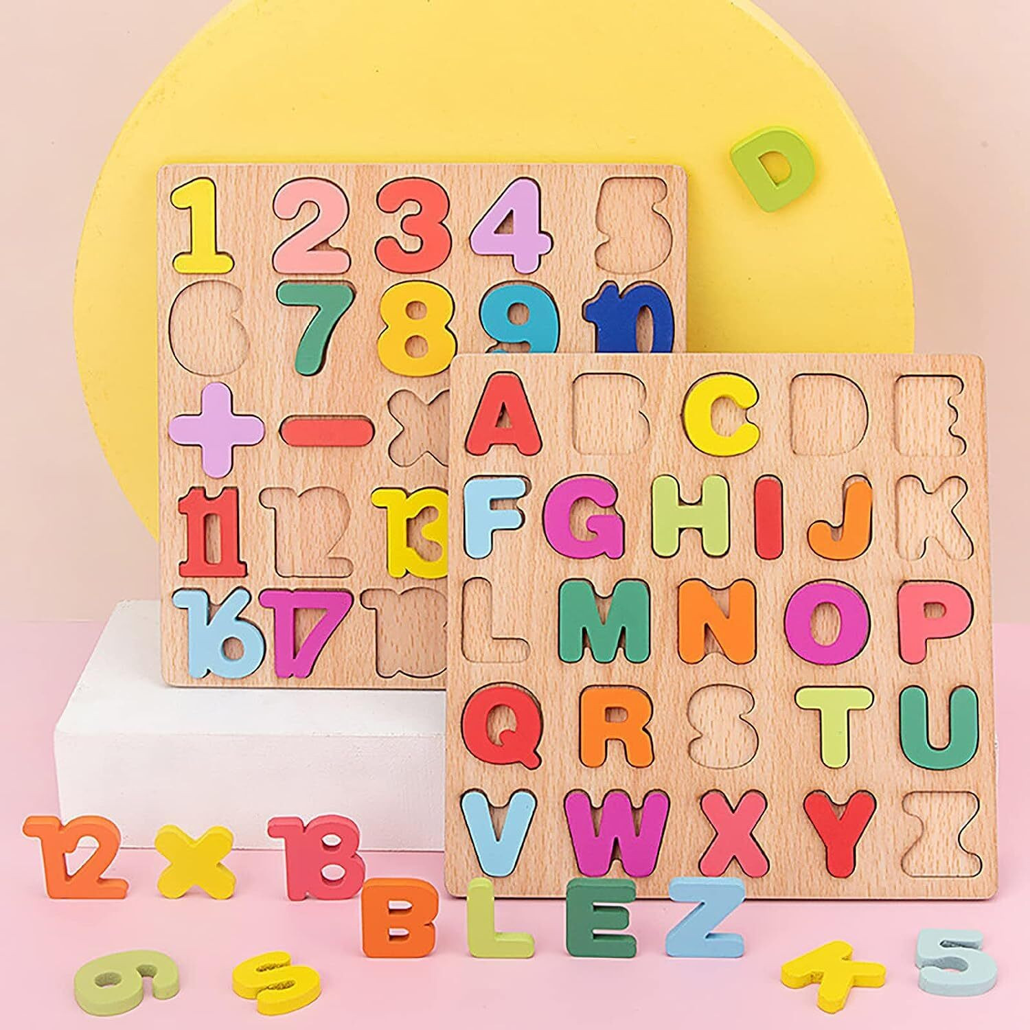 Image of ZEQTOS 3in1 Wooden Learning Educational ABCD Board for Kids Activity Toys for Toddlers