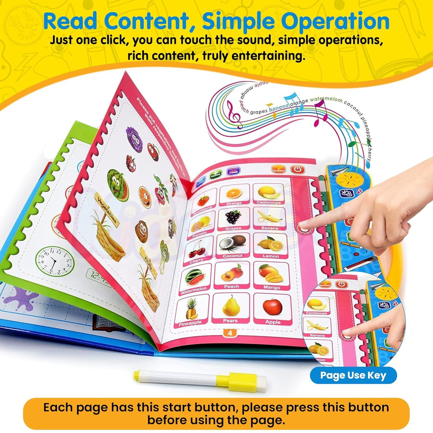 Image of KC COLLECTION Plastic Musical Learning Study Book for Kids | English Reading / Study Guide / ABC Learning E-Book / Sound Book, Multicolour