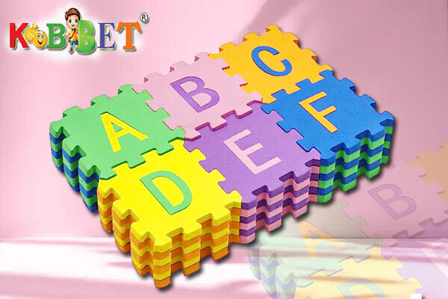 Image of KOBBET 36Pcs ABCD Alphabet Puzzle Foam Mat for Interlocking Learning Alphabet & Number