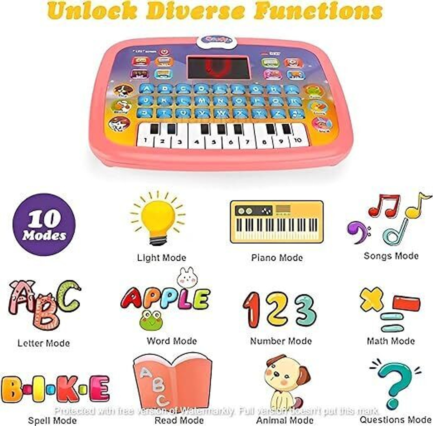 Image of AHYRA Educational Learning Kids Laptop Tablet Plus Piano with led Screen Music Fun Toy