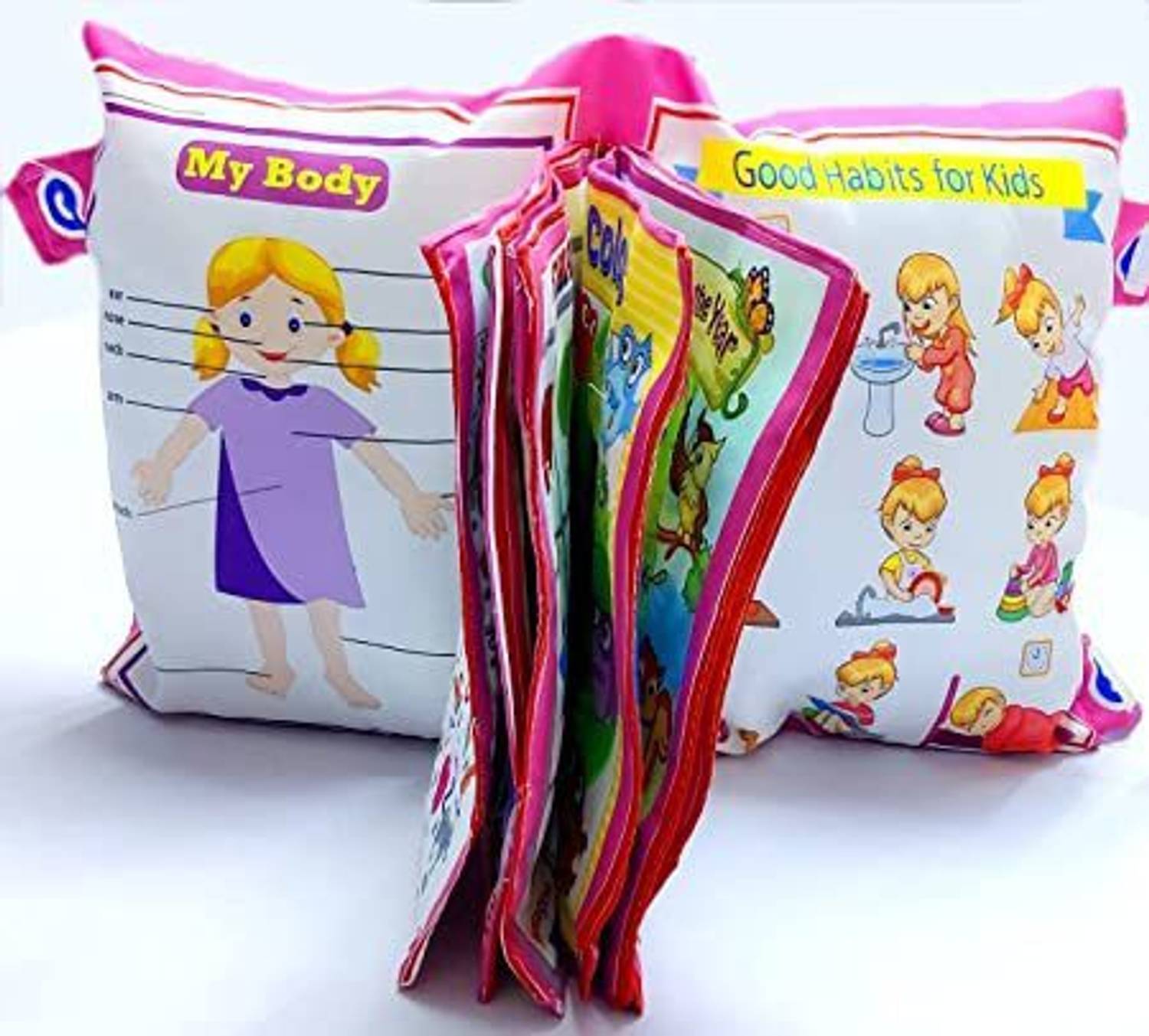Dorytoys Learning Baby Pillow Cushion Soft Book Toy Pink - Image 2