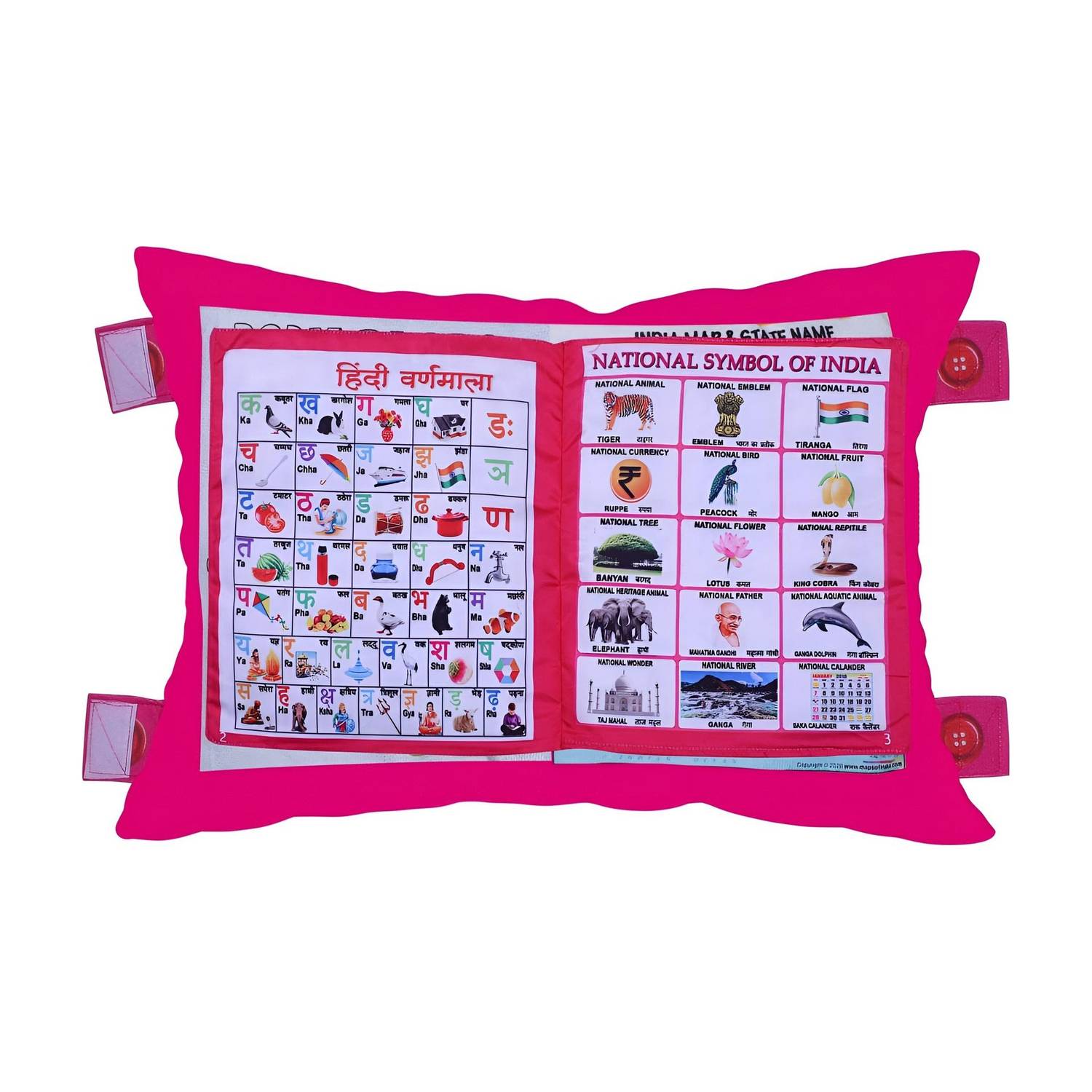 BHVMEY Educational Pillow Book for Kids – Hindi & English Learning Fabric Book
