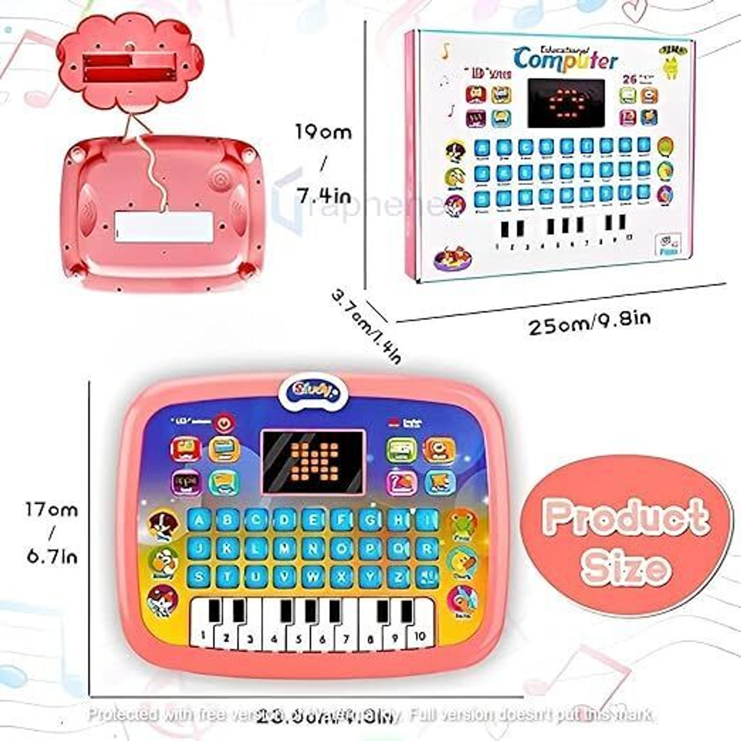 Image of AHYRA Educational Learning Kids Laptop Tablet Plus Piano with led Screen Music Fun Toy
