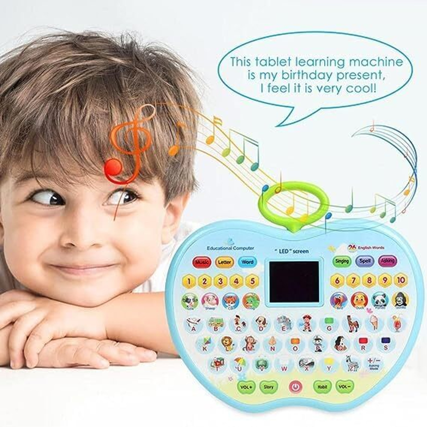 Image of Lacasada Educational Mini Computer Toy for Kids- Apple Shape LED Display and Fun Music