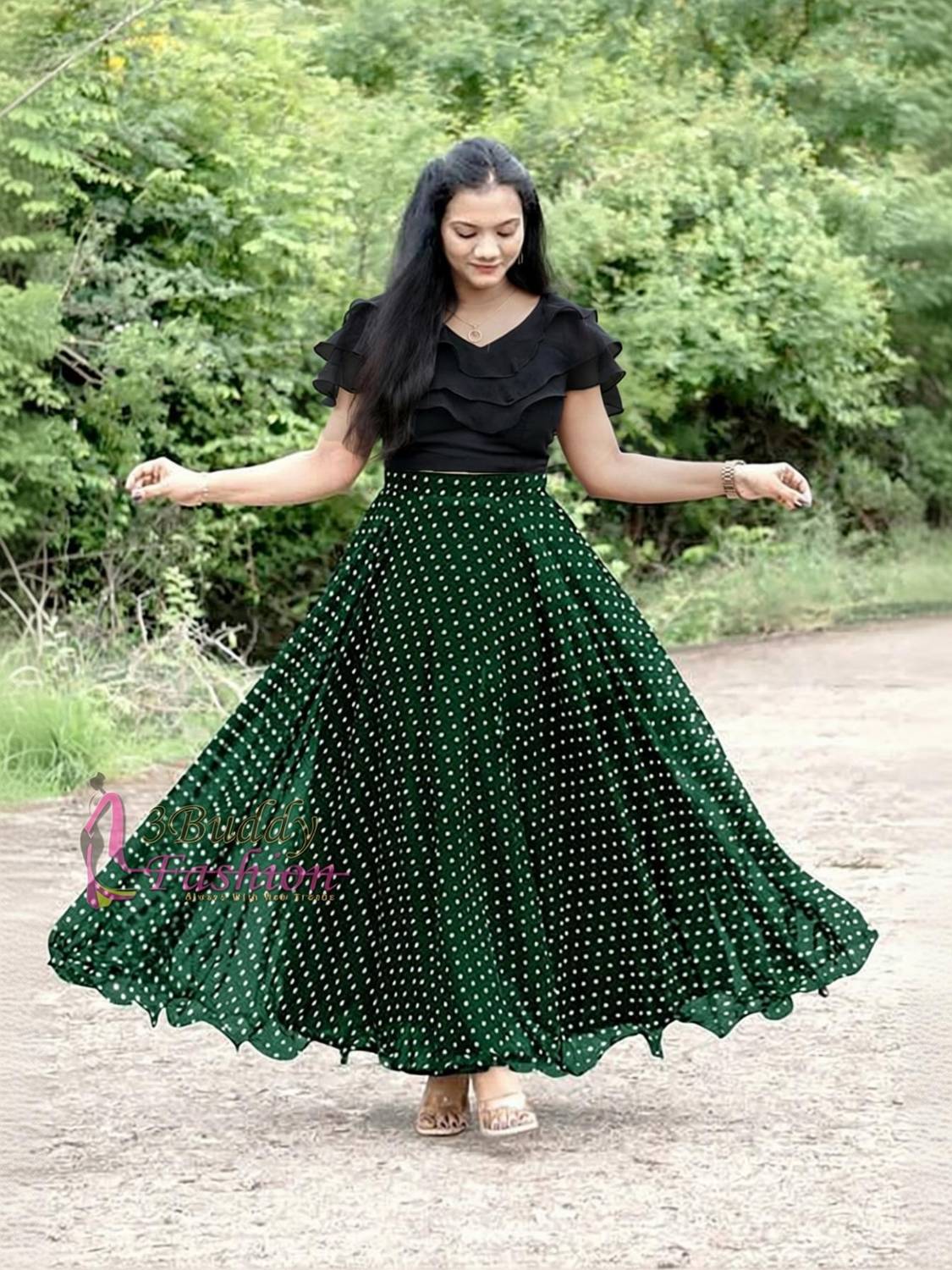 3Buddy Fashion Polka Print Stitched Lehenga Choli